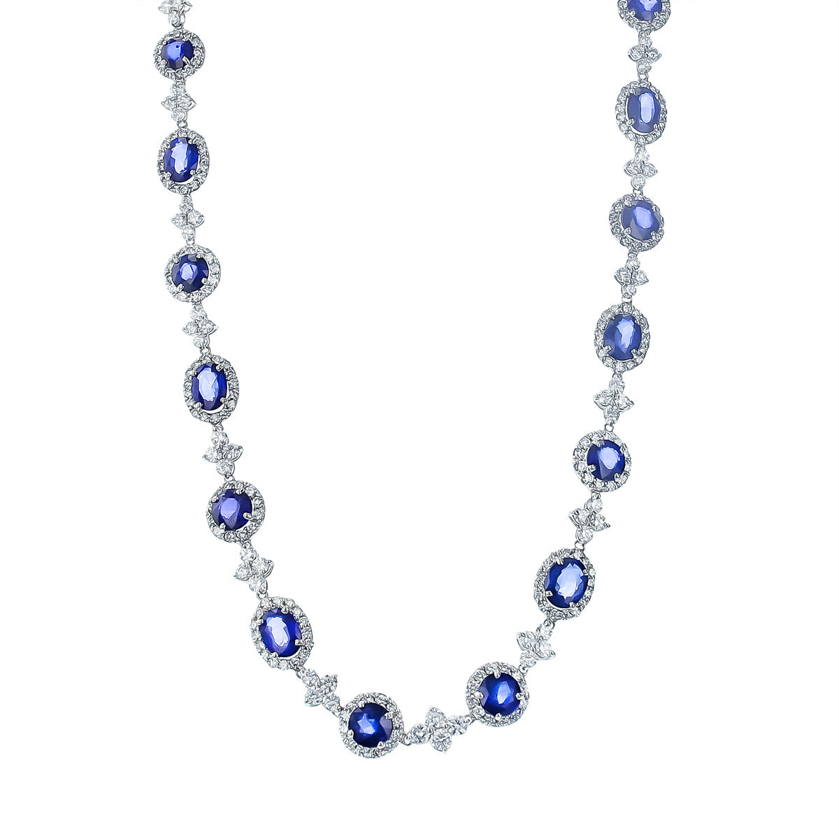 18K White Gold Sapphire and Diamond Necklace