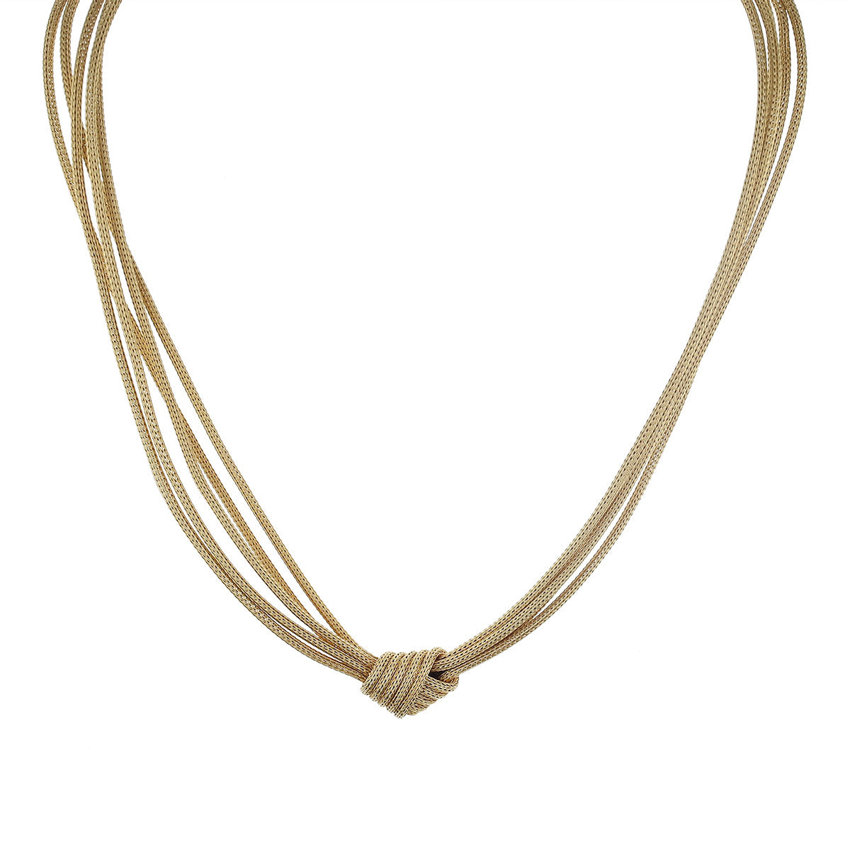 17-Inch 14K Gold 5-Strand Knot Mesh Necklace