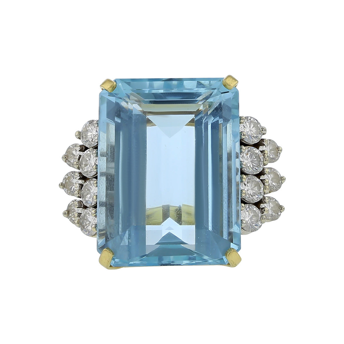 35.00-Carat Emerald-cut Aquamarine and Diamond Ring