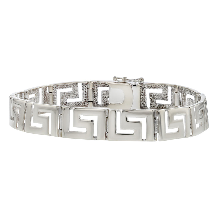 14K White Gold Greek Key Bracelet