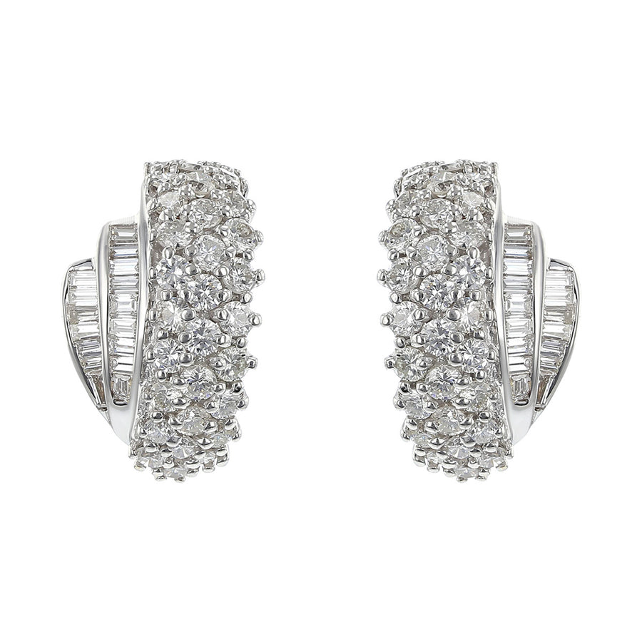 Platinum Multi-cut Diamond Clip-on Earrings