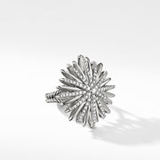 Starburst Ring in Sterling Silver with Pave Diamonds