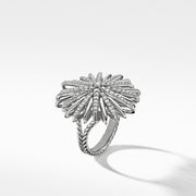 Starburst Ring in Sterling Silver with Pave Diamonds