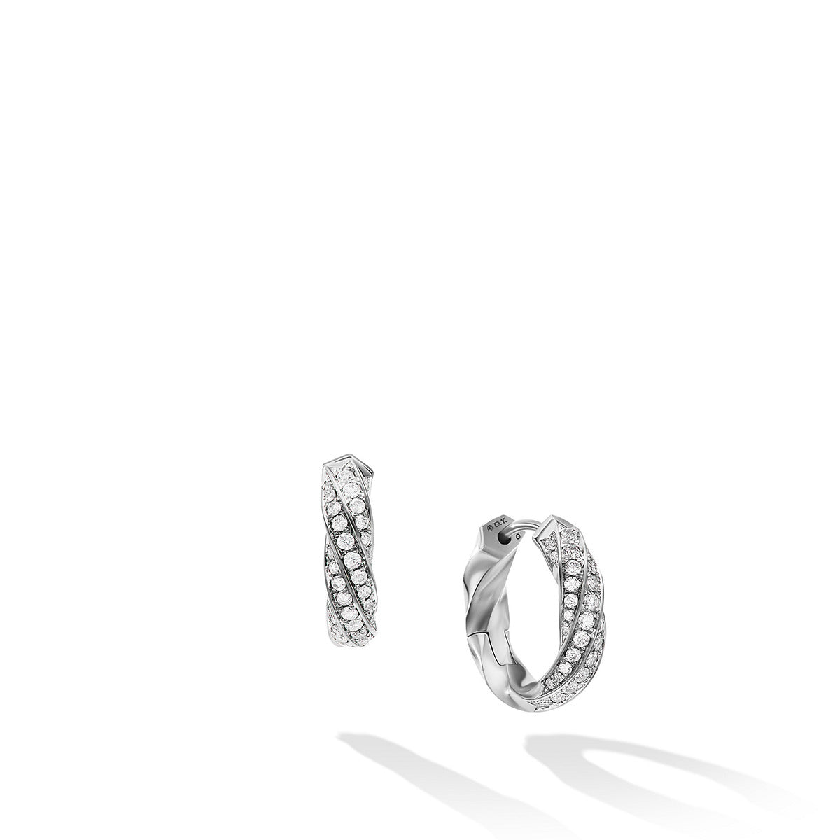 Huggie Hoop Earrings in Recycled Sterling Silver with Pave