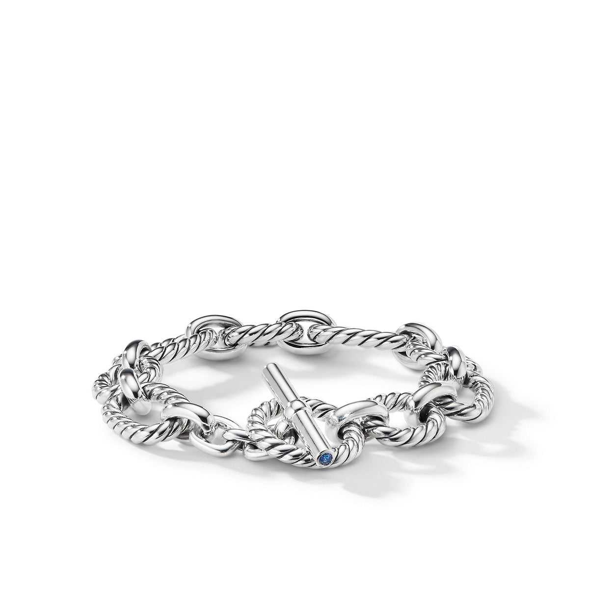 Cushion link bracelet store with blue sapphires