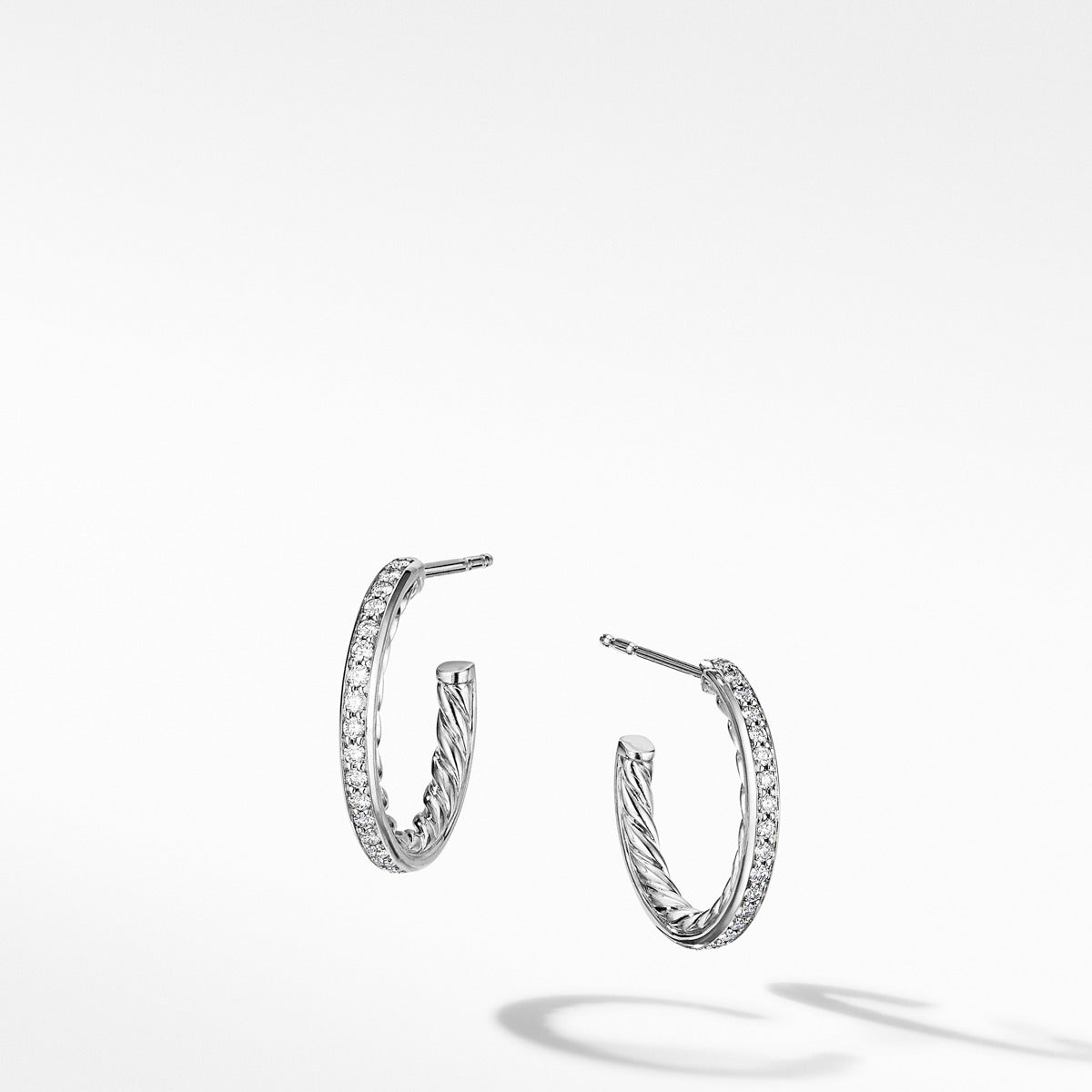 ExtraSmall Hoop Earrings in with Pave Diamonds Schiffman's Jewelers