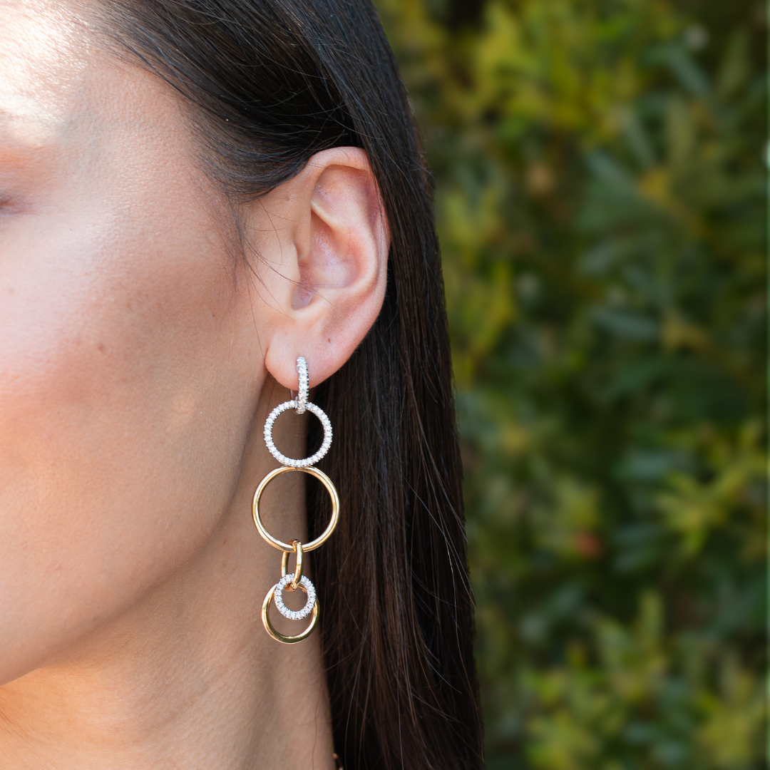 Diamond and Gold Round Earrings