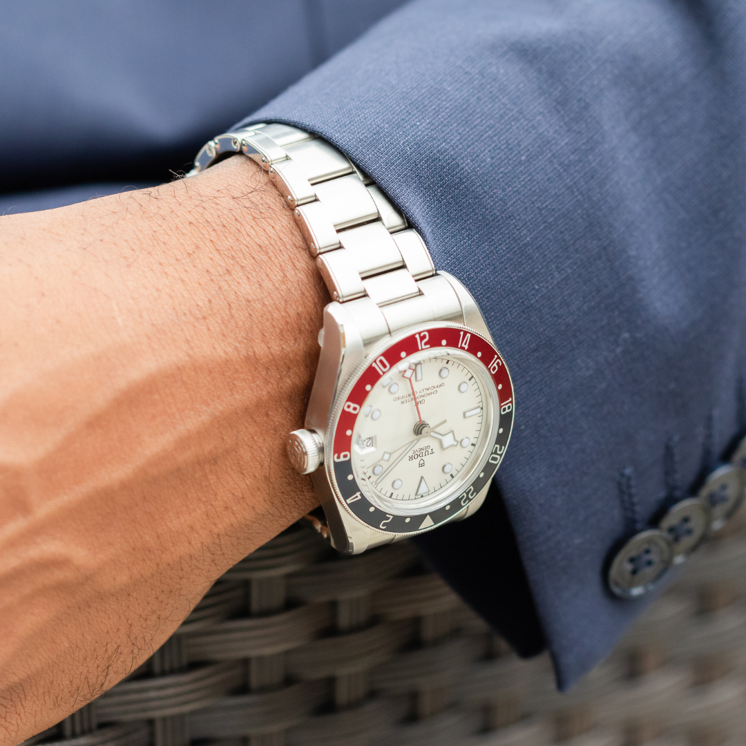 TUDOR Black BAY GMT with White Dial and Red and Blue Bezel