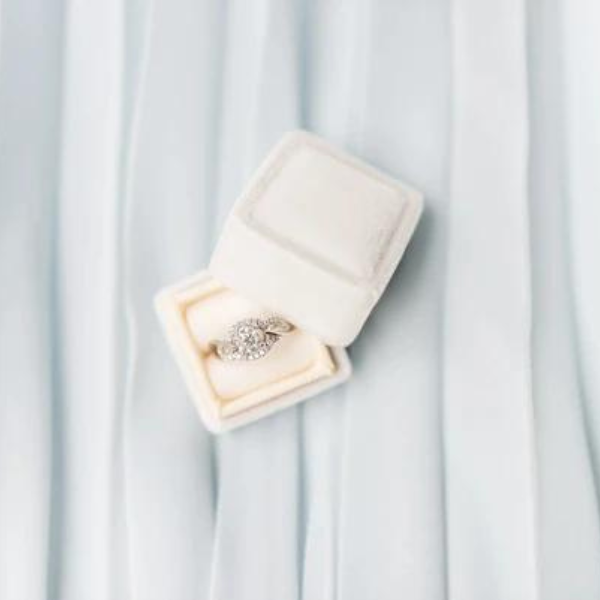 engagement diamond ring in white box