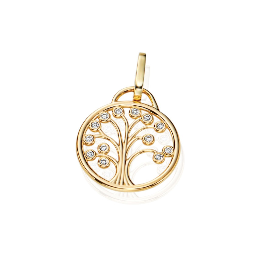 Lucky Life 0.24ct Diamond Tree Pendant in 18K Yellow Gold