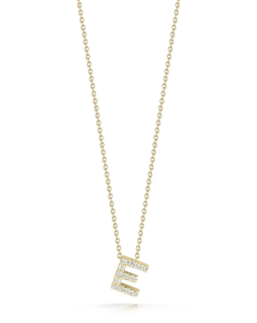 Tiny Treasures 0.06ct Diamond Love Letter "E" Pendant in 18K Yellow Gold, 16-18" chain