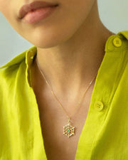 Venus 0.14ct Diamond and 0.05ct Emerald Mini Charm in 18K Yellow Gold without chain