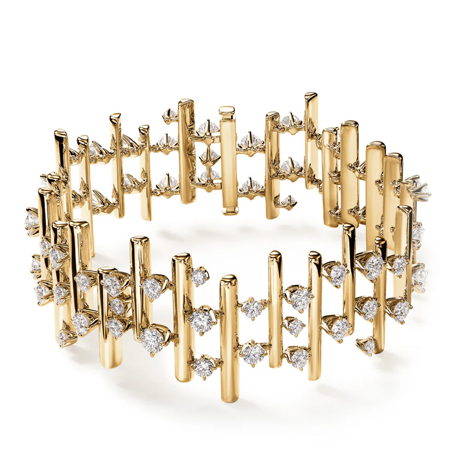 Barre 6.40-6.80Ct Diamond Multi-Row Bracelet in 18k Yellow Gold, 7in