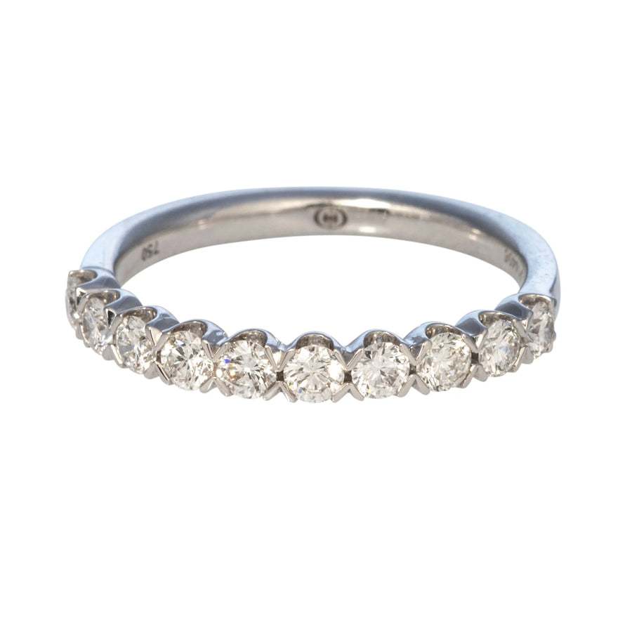 Diamond Partway Band in 14K White Gold, Size 6.5