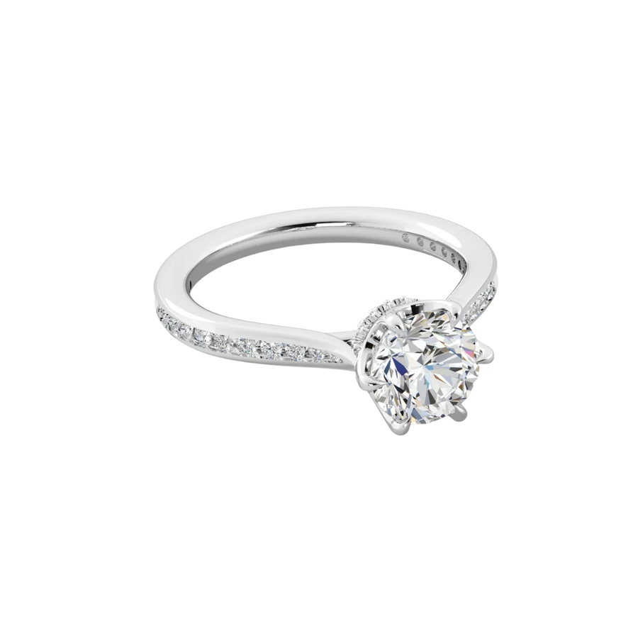 Aria 0.30ct Diamond 6 Prong Ring Semi Mount in Platinum for 1.50ct Round Center