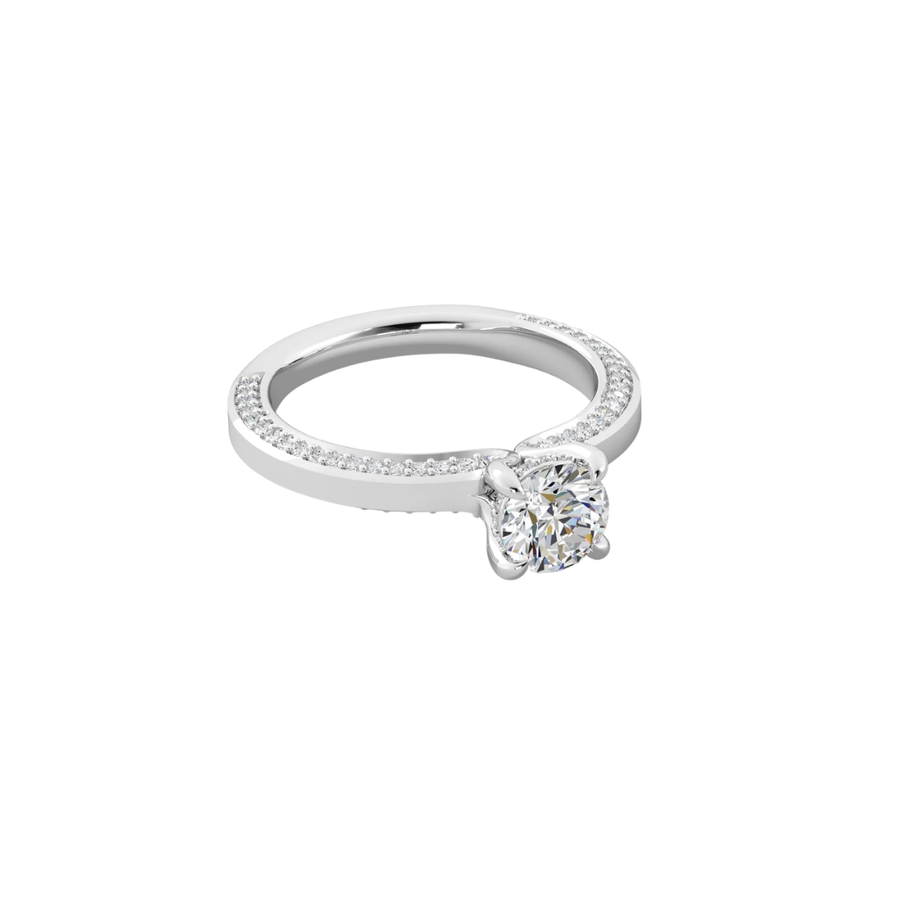 Aria 0.33ct Diamond Hidden Halo Ring Semi Mount in Platinum for 1.00ct Round Center