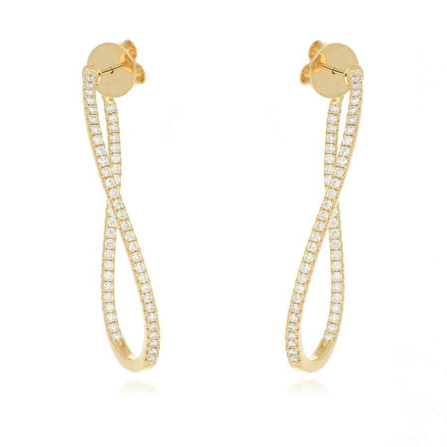0.90-1.00ct Diamond Twisted Hoop Earrings in 18k Yellow Gold