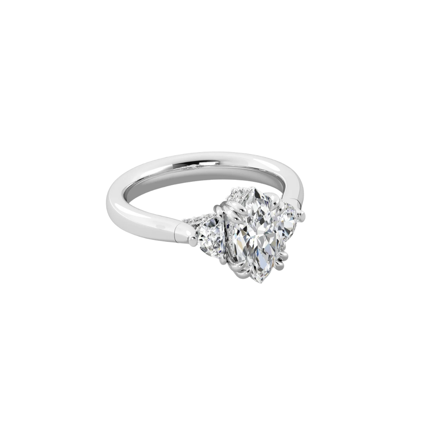 0.50ct Square Diamond Halo Offset Ring Semi Mount in Platinum for 1.50ct Marquise Center