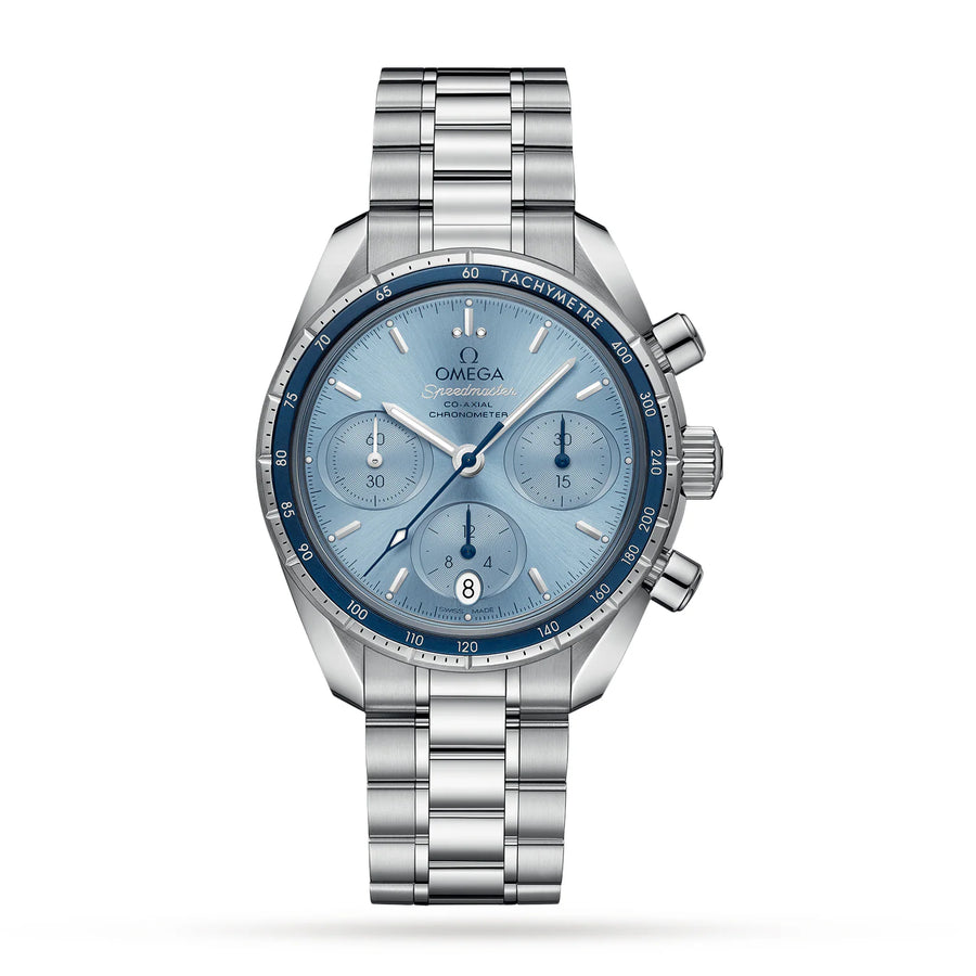 38mm Speedmaster Watch with Blue Dial in Stainless Steel, Bracelet