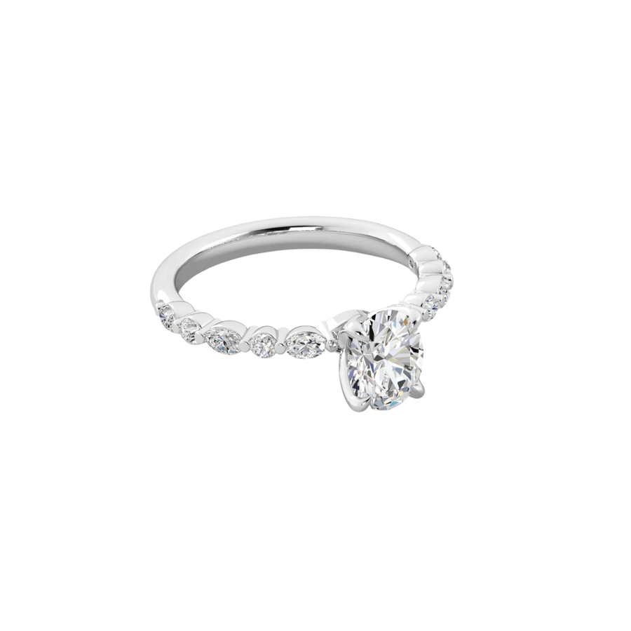 0.33ct Diamond Ring Semi Mount in Platinum for 1.00ct Oval Center