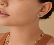 18K Yellow Gold Amethyst Stud Earrings