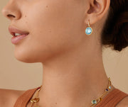 Jaipur Diamond and Blue Topaz Drop Earrings in 18K Yellow Gold