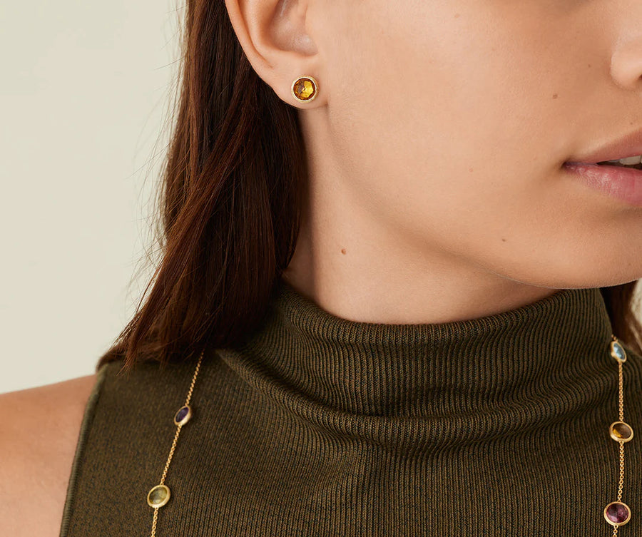 18K Yellow Gold Citrine Stud Earrings