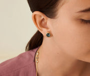 Jaipur London Blue Topaz Stud Earrings in 18K Yellow Gold