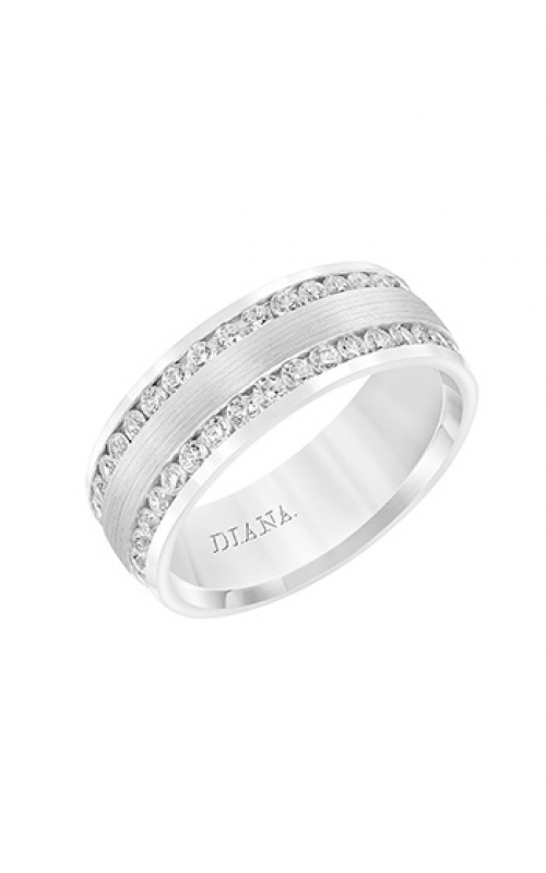 2.16Ct Diamond Low Dome Bevel Edge Band in 18k White Gold, size 10