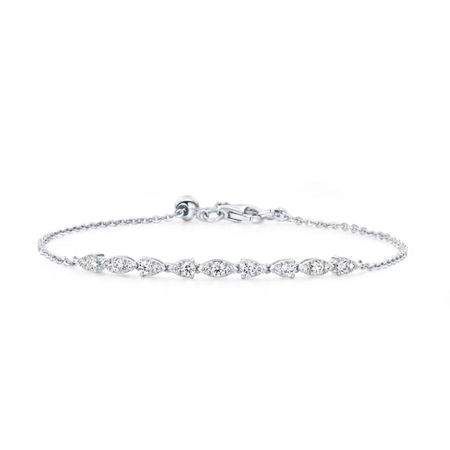 Aerial Diamond Dewdrop Bracelet in 18K White Gold, 7in
