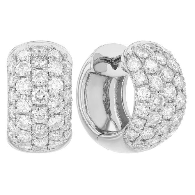 Diamond Pave Hoop Earrings in 18K White Gold