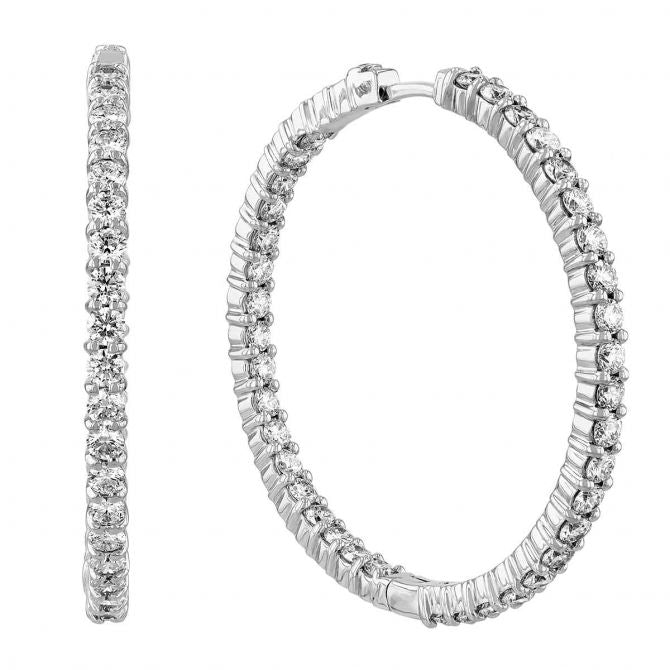 Large Inside Outside Diamond Hoop Earrings in 18K White Gold