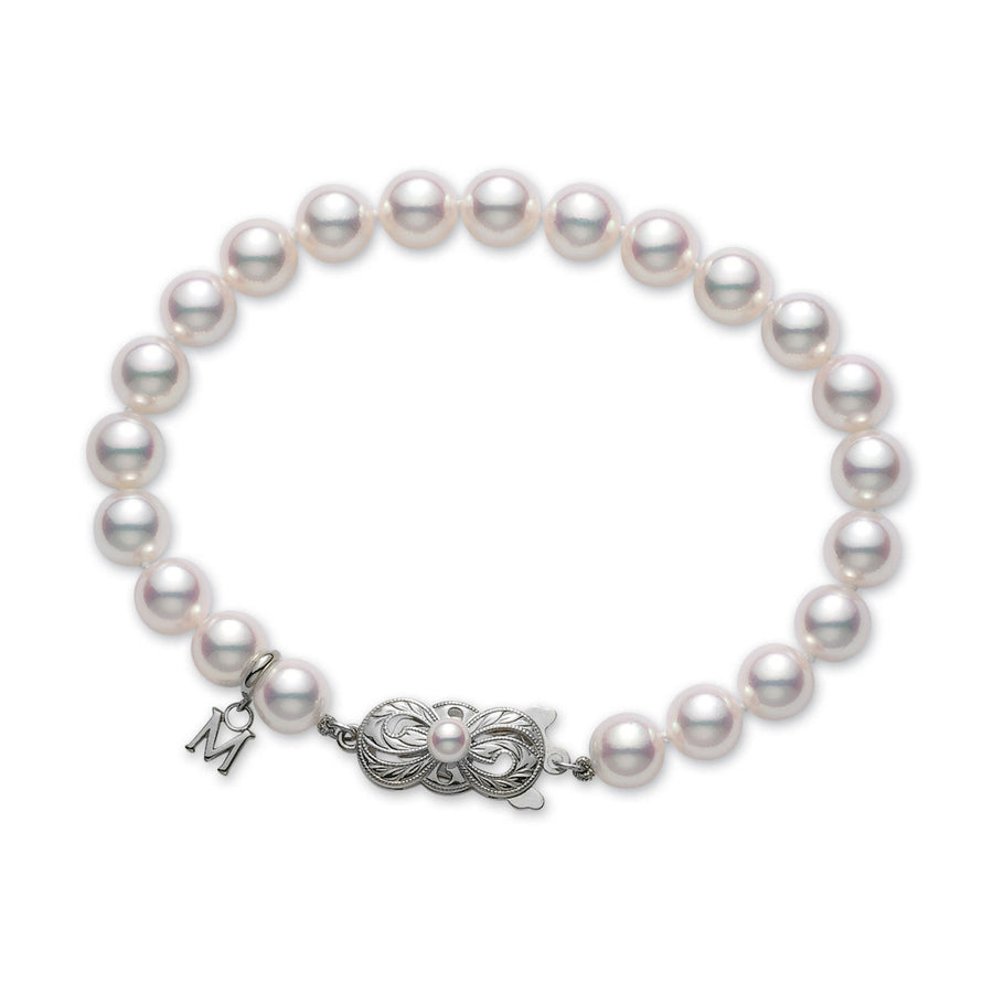 6-6.5mm A Pearl Bracelet in 18K White Gold, 7"