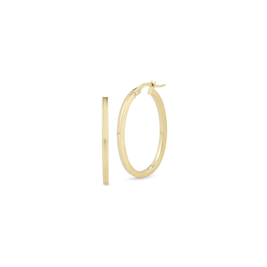 Designer Gold Small Oval Hoop Earrings in 18K Yellow Gold