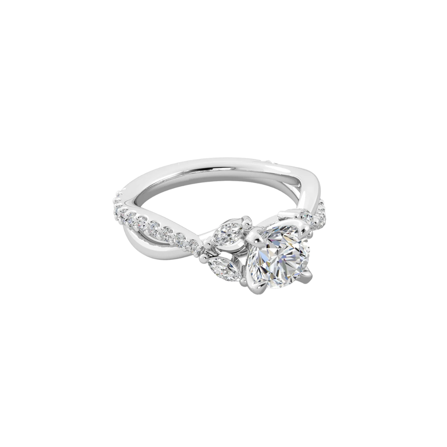 0.65ct Diamond Crossover Ring Semi Mount in Platinum for 1.25ct Round Center