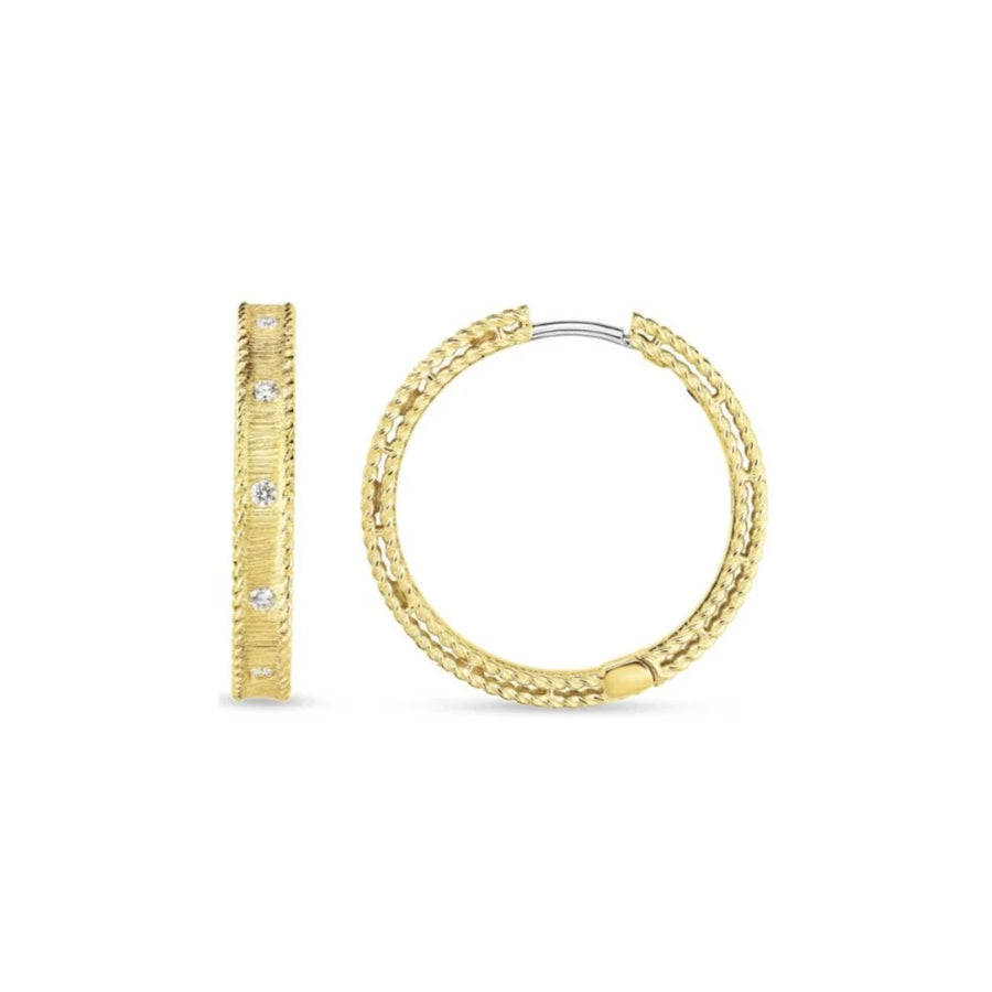 Princess 0.13ct Diamond Hoop Earrings in 18K Yellow Gold