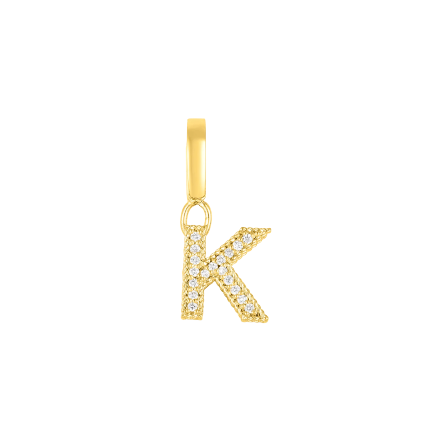 Princess Diamond Letter "K" Charm in 18K Yellow Gold