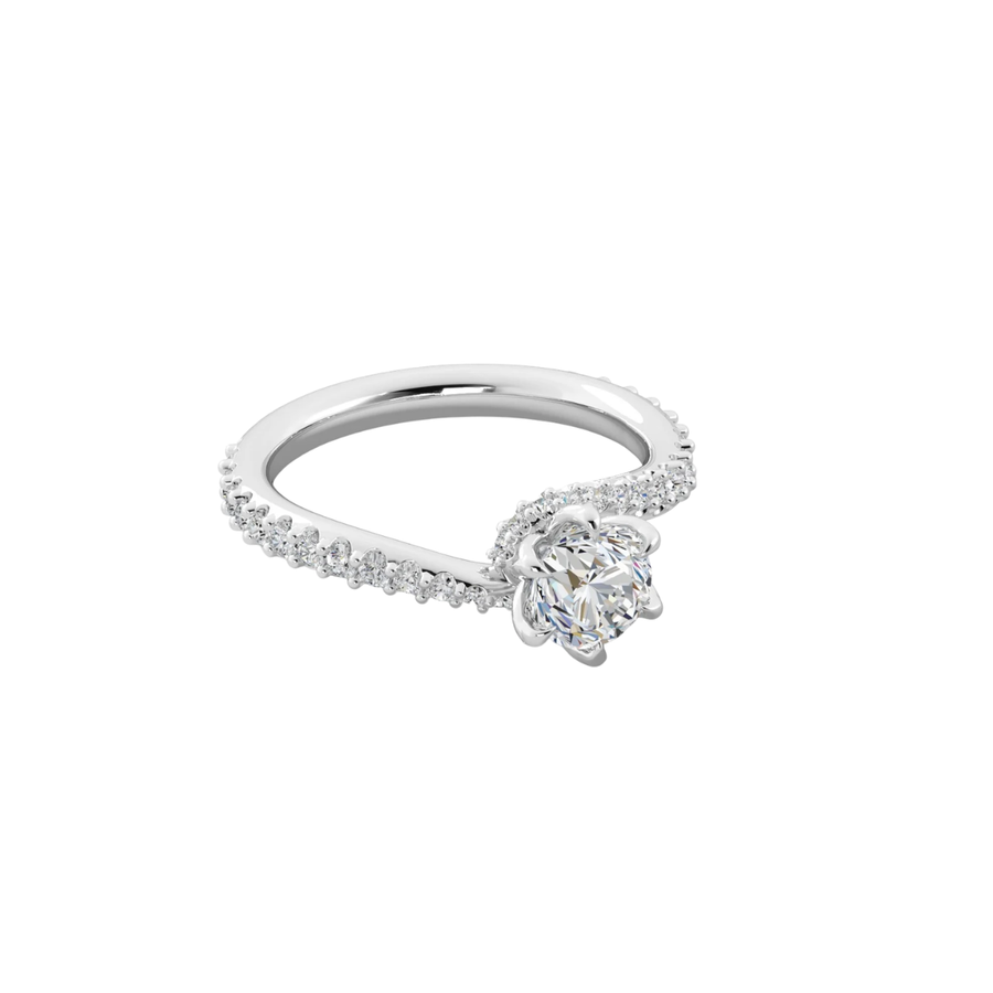 Swirl 0.43ct Diamond 6 Prong Ring Semi Mount in Platinum for 1.00ct Round Center