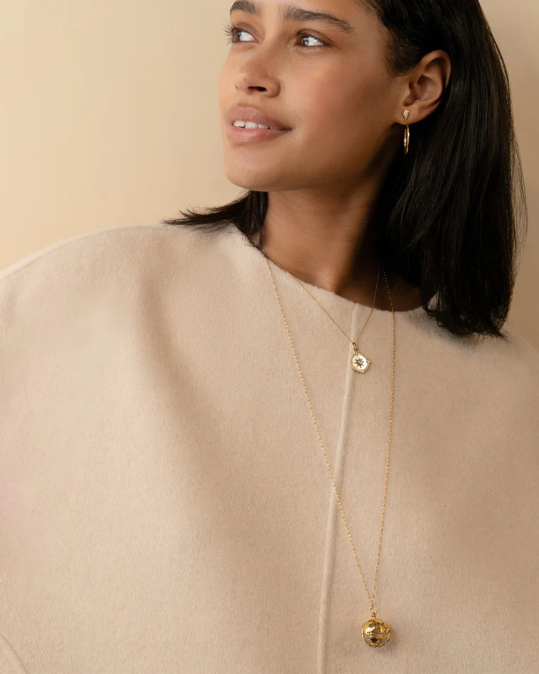 Charms and Bracelet 0.05ct Diamond My Earth Pendant in 18K Yellow Gold, 36" chain