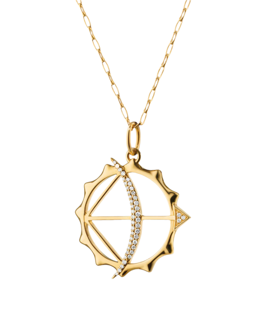 Apollo 0.17ct Diamond Bow and Arrow Pendant in 18K Yellow Gold, without chain