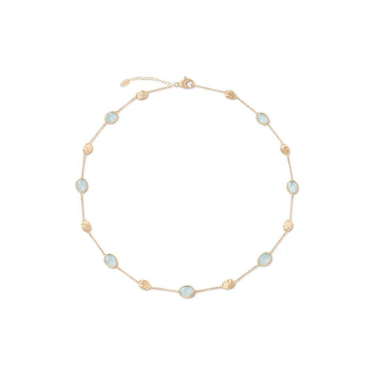 Siviglia Aquamarine Necklace in 18k Yellow Gold, 16-18in adj