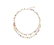 Africa Gemstone Mixed Stone Double Strand Necklace in 18K Yellow Gold