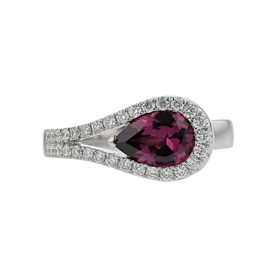 Charles Krypell-lasso-diamond-pear-shape-garnet-ring-3_7375_WGAR-210000493164-at Schiffman's Jewelers