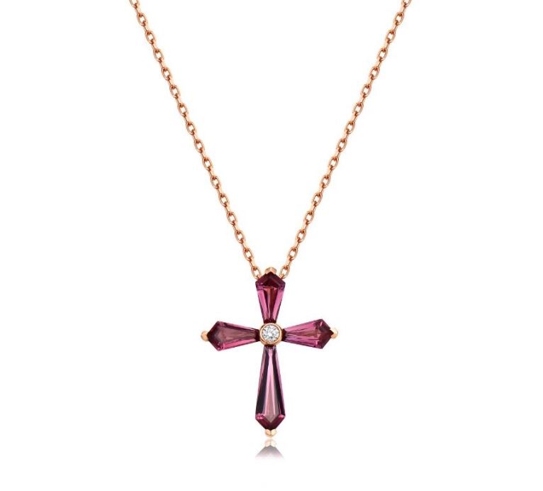 Charles Krypell Garnet-and-Diamond Cross Pendant-4_7385_PGAR-210000493192-at Schiffman's Jewelers