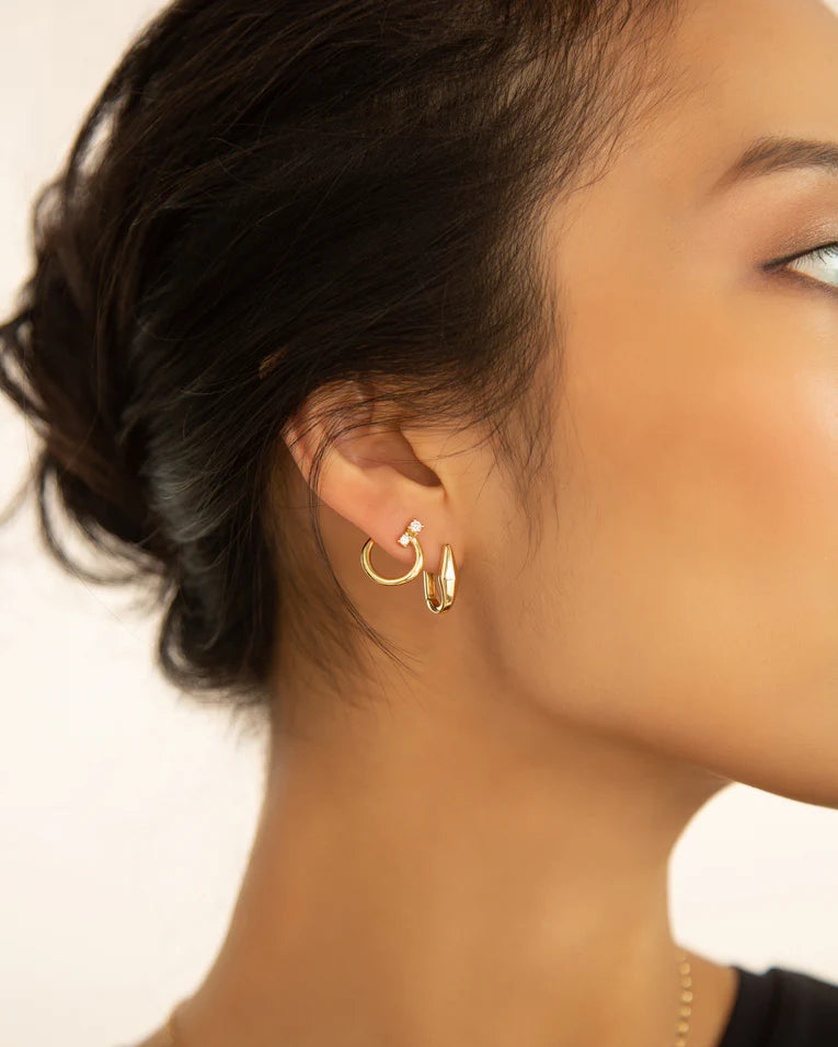 Points North Huggie Hoop Earrings in 18K Yellow Gold