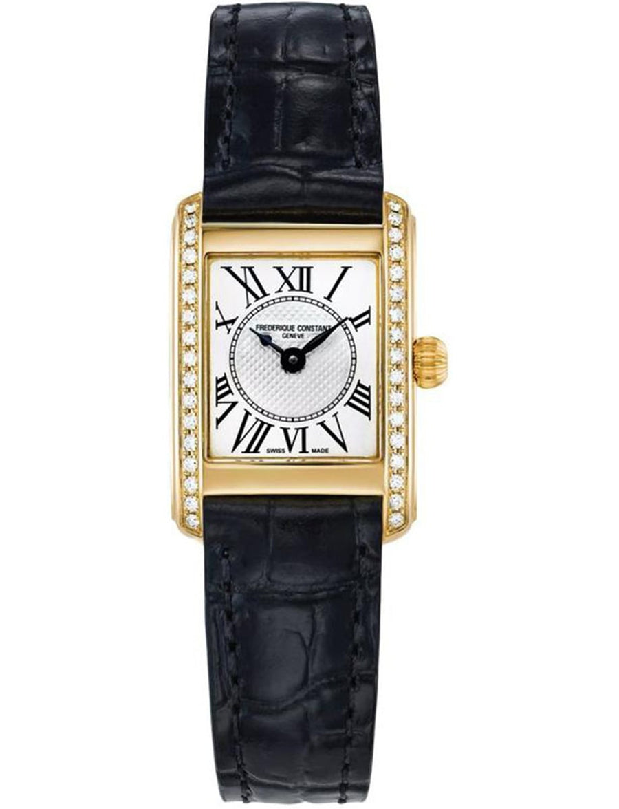 Carree Watch with White Dial in Stainless Steel and Yellow Gold Plate, Strap