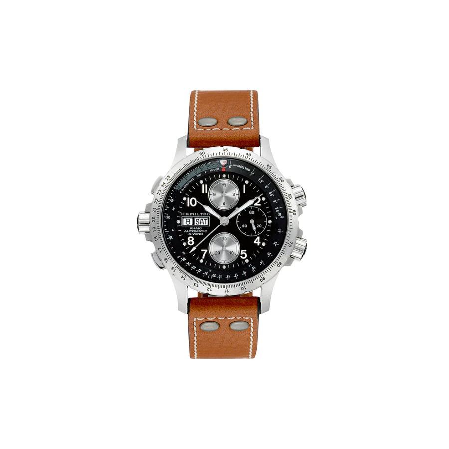 44mm Khaki Aviation X-Wind Watch with Black Dial in Stainless Steel, Strap