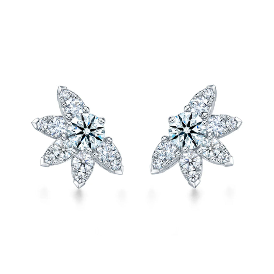 Aerial Diamond Sunburst Stud Earrings in 18K White Gold, Small