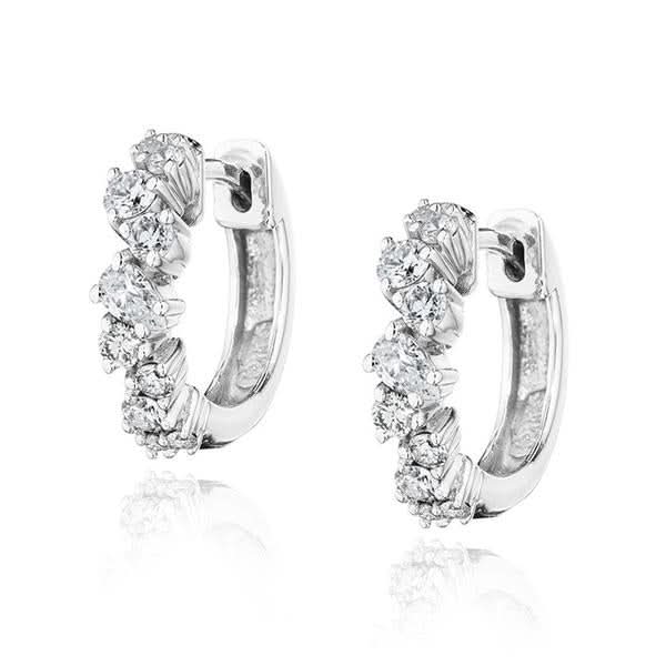 Stardust Diamond Huggie Hoop Earrings in 18K White Gold