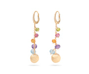 Africa Gemstone Mixed Stone Drop Earring in 18k Yellow Gold